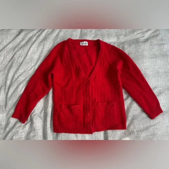 Vintage Rafaella Red Wool Knit Cardigan - Picture 2 of 10